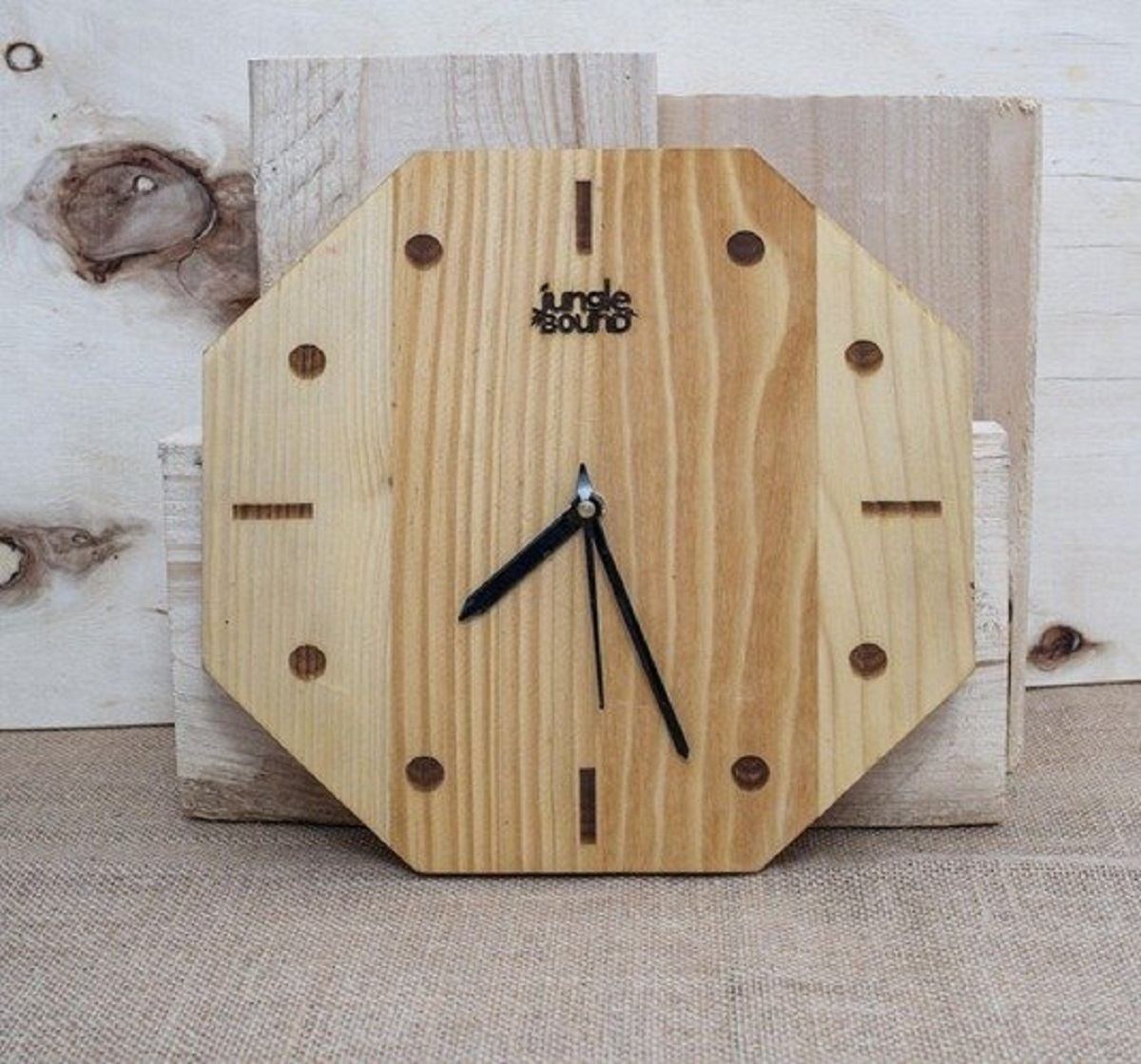 Wooden Wall Clock (Octagon) – Handmade Wooden Wall Décor Clock with Premium Natural Finish, Modern Minimal Home & Office Wall Hanging, Eco-Friendly Gift for Living Room